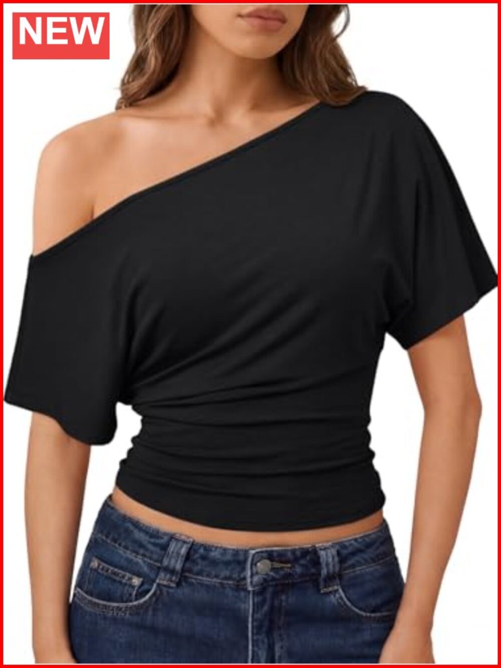 Off the Shoulder Crop Top Short Sleeve Cinched Waist Summer Going Out Shirt